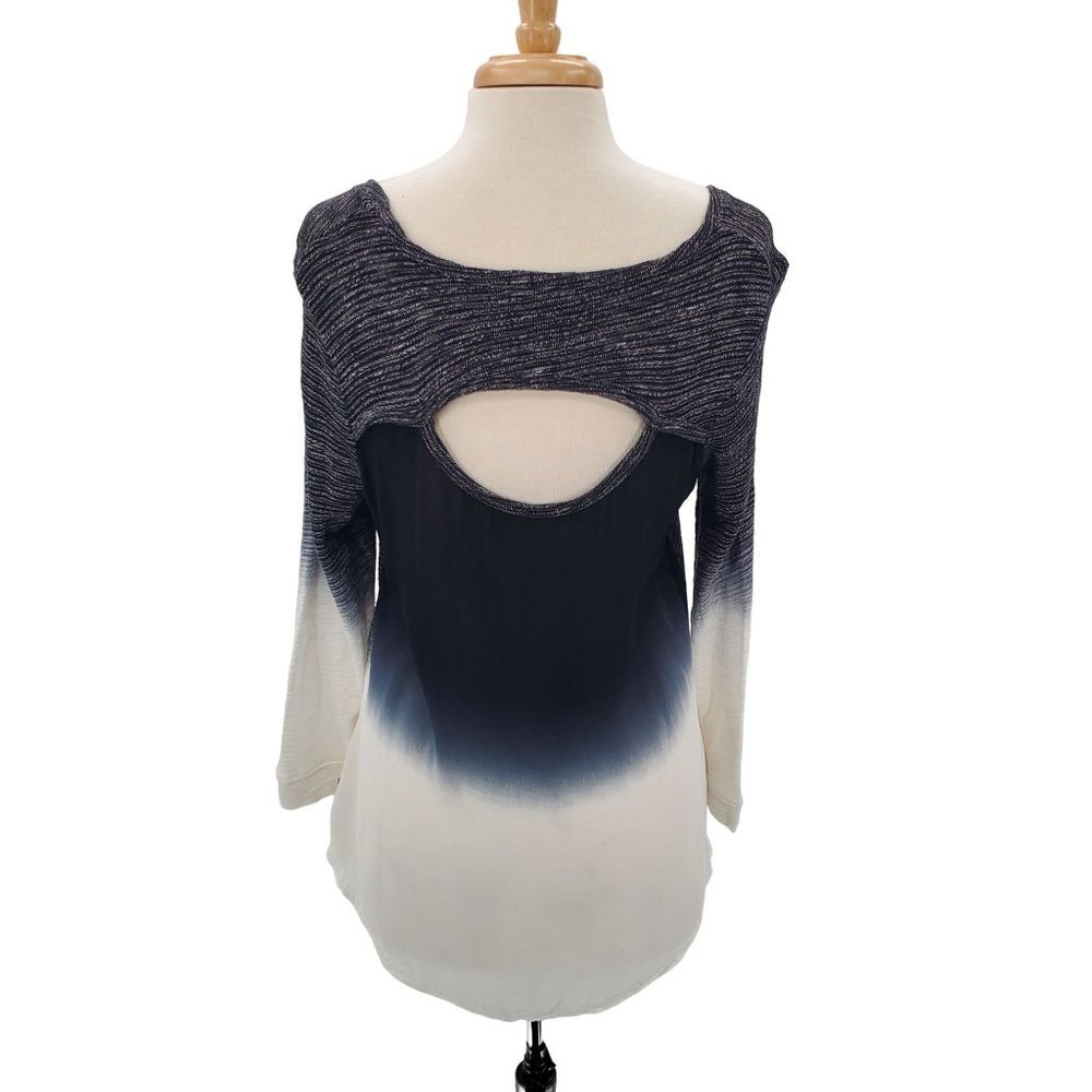 Z By Zobha Womens Multicolor Ombre Top Blouse Shirt‎ XL Long Sleeve Cut Out Back